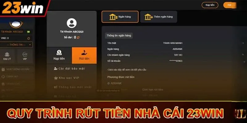Hướng dẫn từng bước rút tiền 23win