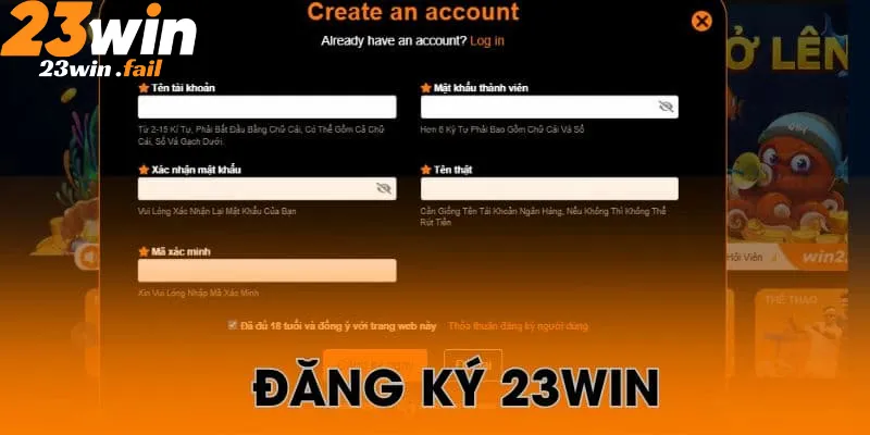 Thao tác đăng ký tài khoản tại 23win chỉ trong nháy mắt
